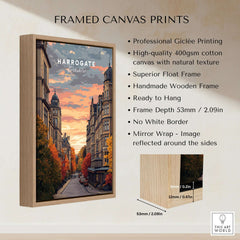 Harrogate Print | English Travel Wall Decor framed canvas print showcasing Yorkshire's beauty with detailed description.