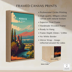 Kosovo Peja Canvas Print | European Travel Wall Art featuring high-quality Giclée printing and a handmade wooden frame.