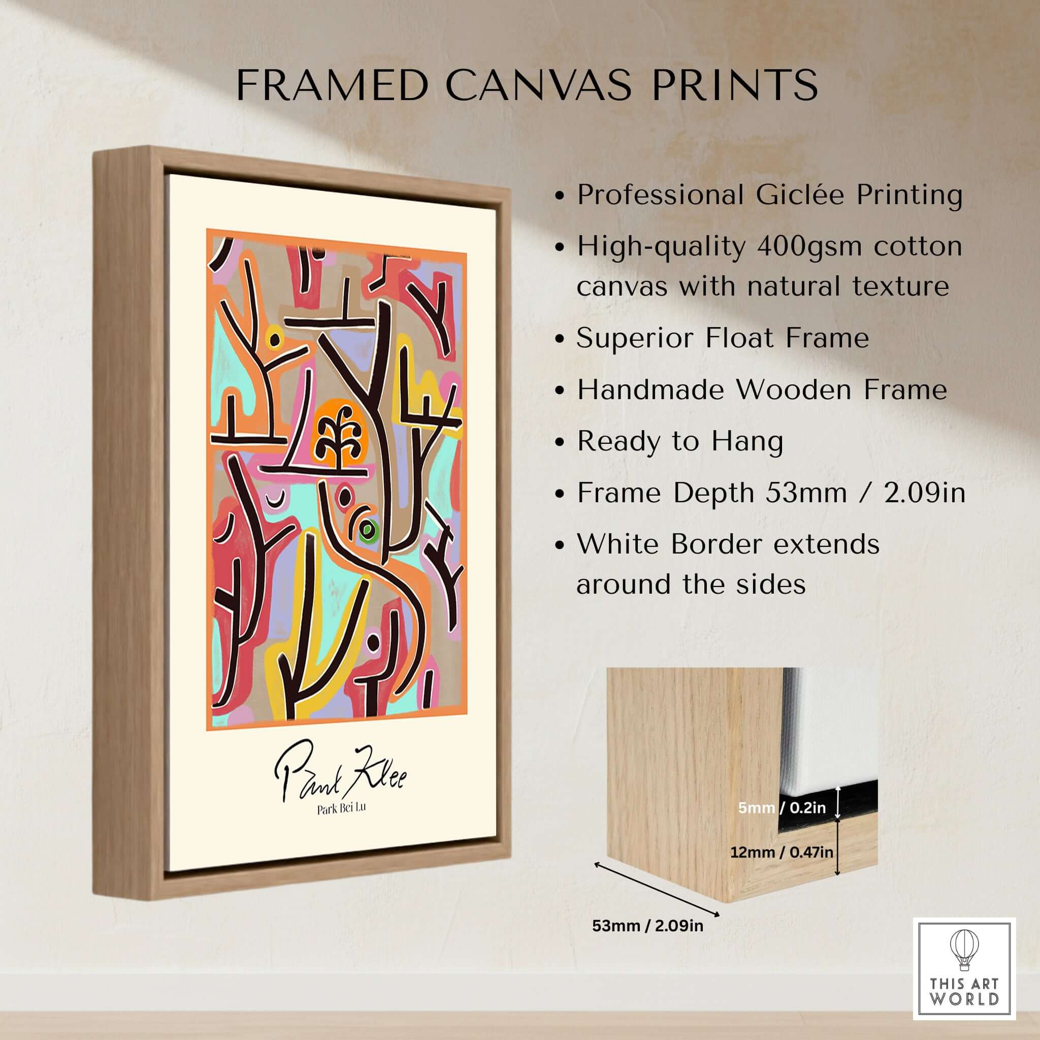 Paul Klee Park Bei Lu Colorful Abstract Landscape Poster Art Print framed canvas print with wooden frame