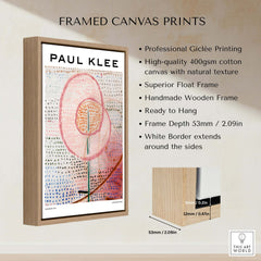 Paul Klee Blossoming Abstract Floral Modern Poster Art Print Decor framed canvas print with wooden frame and texture.
