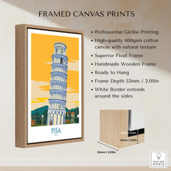Pisa Tower Italy Print framed canvas print showcasing the iconic leaning tower with a white border.