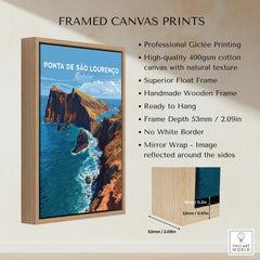Ponta de São Lourenço Madeira framed canvas print with wooden float frame, wall decor