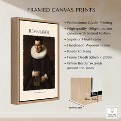 Rembrandt Old Lady with Book 1637 Portrait Print Dutch Golden Age Poster Art framed canvas print with high-quality details.