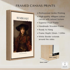Rembrandt Girl Picture Frame 1641 Portrait Art Print Dutch Golden Age Poster Decor with professional giclée printing and frame details.