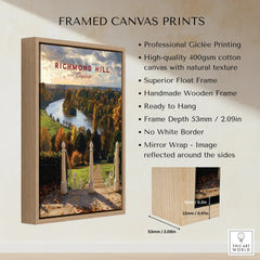Framed canvas print of Richmond Hill London landscape with float frame details, wall art décor
