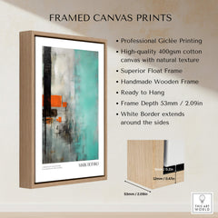 Rothko Inspired Abstract Mint and Orange Art Print | Expressionist Style Wall Decor framed print showcasing vibrant colors and design