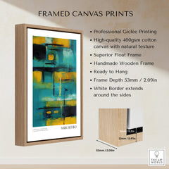 Rothko Inspired Abstract Yellow and Teal Art Print | Modern Poster framed canvas print showcasing vibrant colors and artistic design.