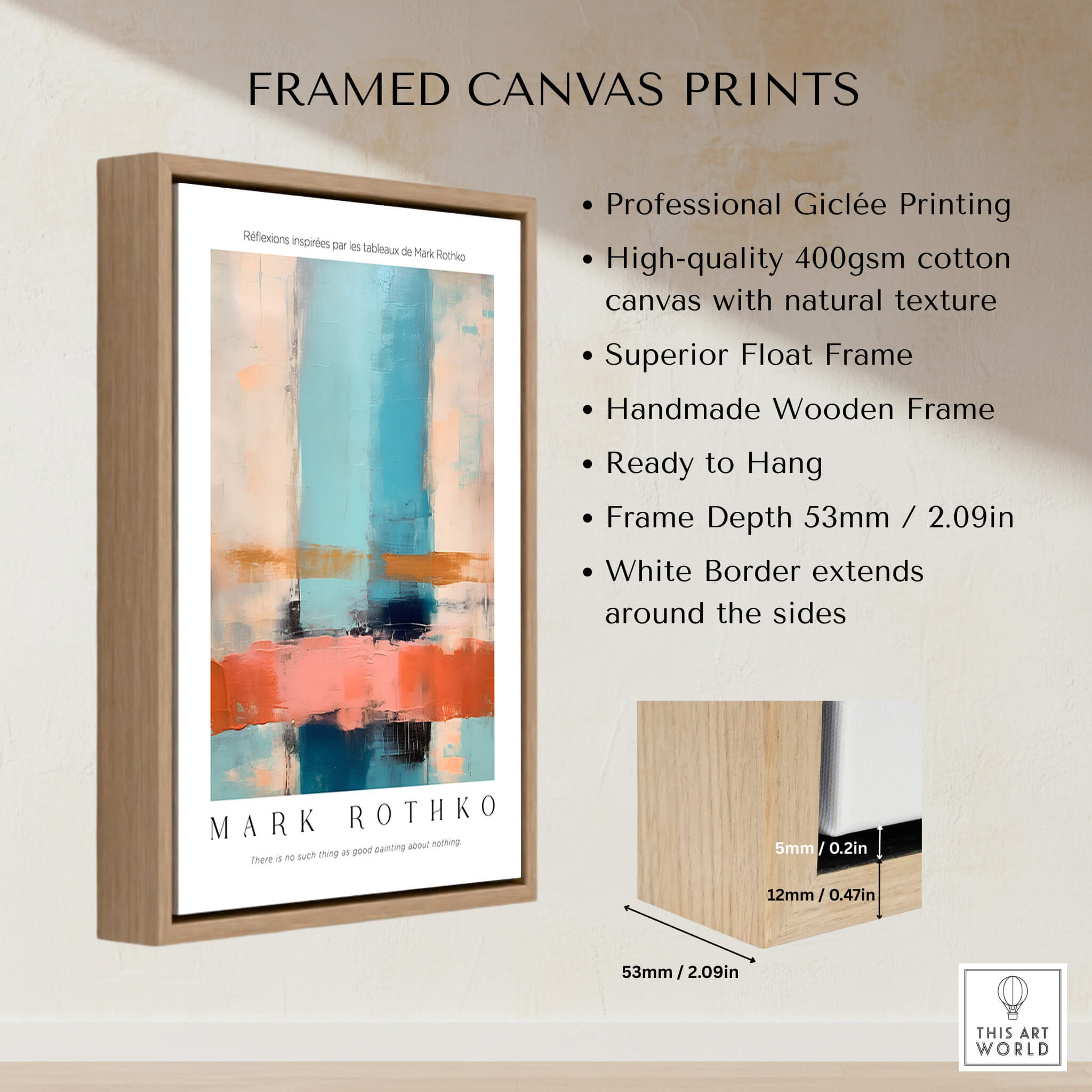Rothko Inspired Abstract Pastel Color Art Print | Minimalist Vertical Blocks Poster framed canvas print details.