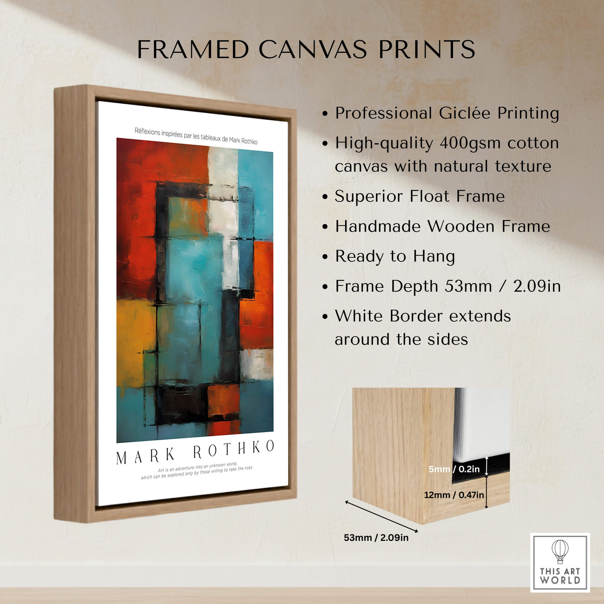 Rothko Style Modern Expressionist Painting Poster | Contemporary Wall Art framed canvas print with high-quality Giclée printing.