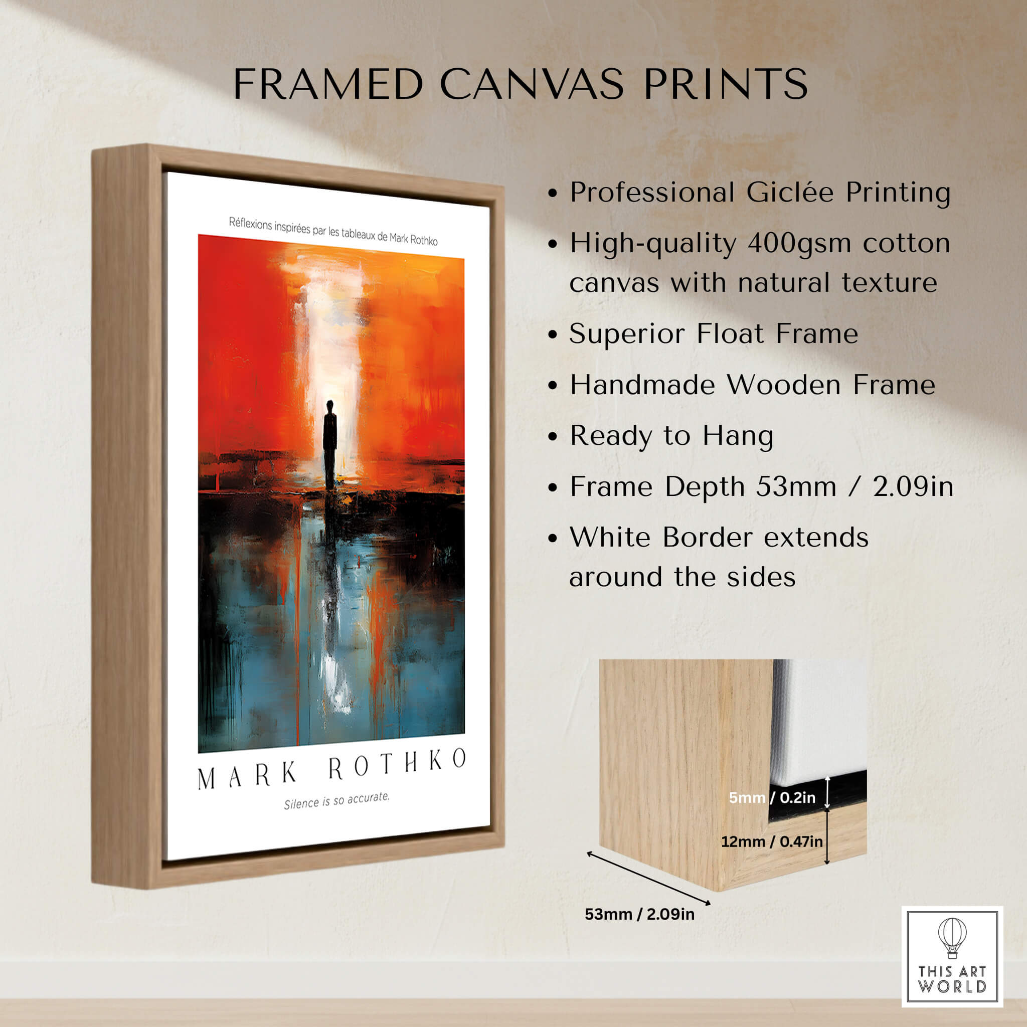 Rothko Style Minimalist Landscape Abstraction Print | Modern Wall Decor featuring professional giclée printing and a wooden frame.