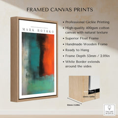 Mark Rothko Style Modern Canvas Abstraction Painting | Contemporary Wall Art framed with wooden frame and white border.