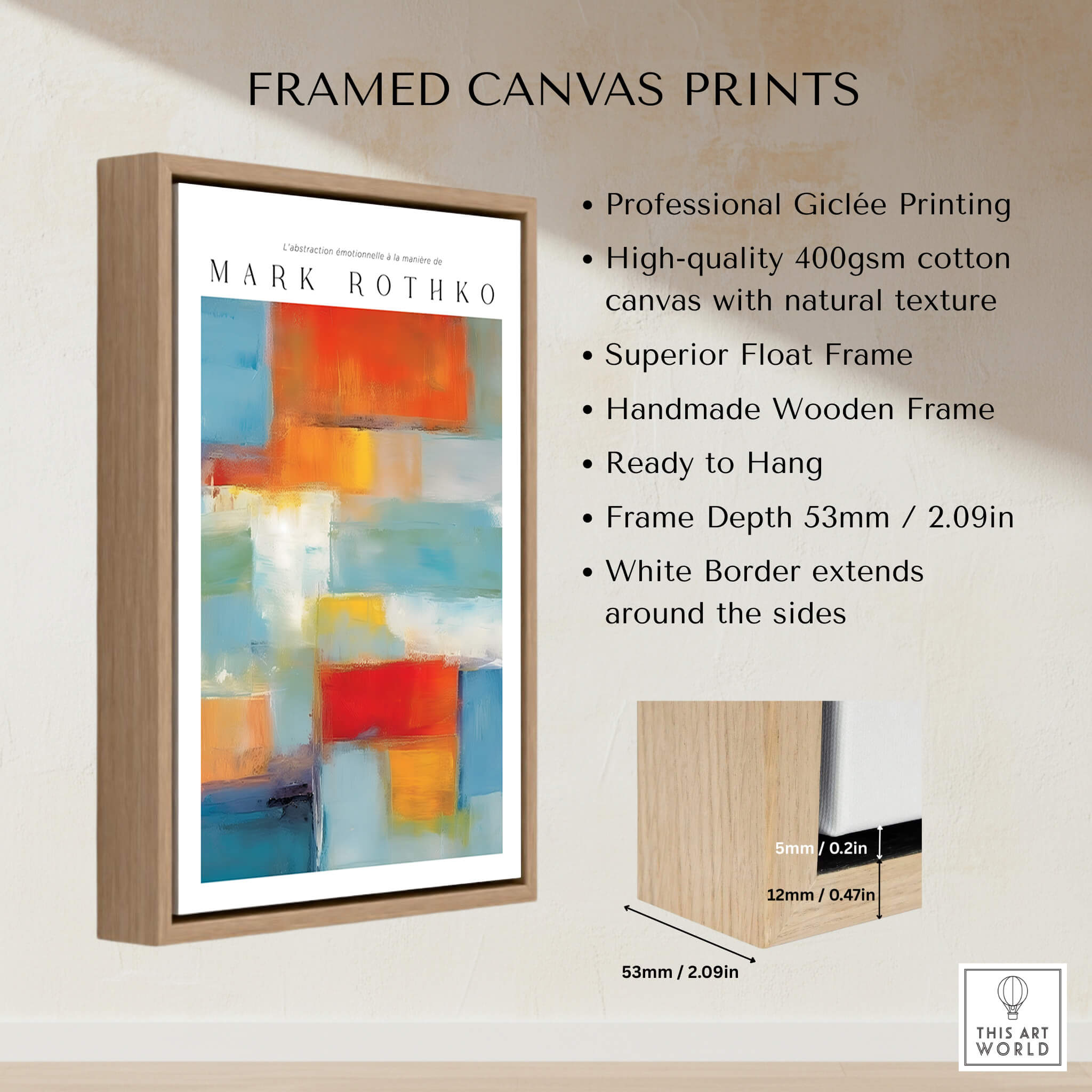 Rothko Canvas Color Abstraction Painting | Modern Abstract Wall Art framed print featuring professional giclée printing quality.