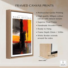 Mark Rothko Style Bold Black and Yellow Abstract Canvas Art Print showcasing professional giclée printing and handmade frame.