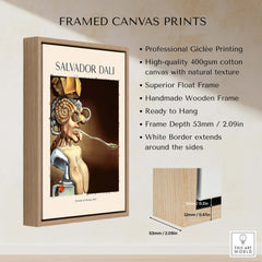 Salvador Dali Portrait of Picasso 1947 Surrealist Art Print Grotesque Poster framed in a wooden frame