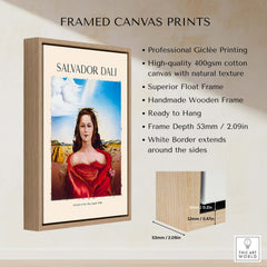 Salvador Dali Portrait Mrs Mary Sigall 1948 Surrealist Woman Art Print Poster in a wooden frame