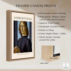 Botticelli Portrait of a Young Man Roundel 1480 Art Print Renaissance Florentine Poster framed canvas print display.