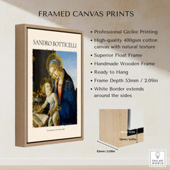 Botticelli Madonna of the Book Art Print Virgin Mary Child Religious Poster Wall Art framed canvas print with natural texture.
