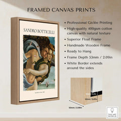 Botticelli Birth of Venus Detail Zephyr Aura Art Print Renaissance Mythology Poster framed canvas print with wooden frame.