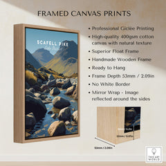 Scafell Pike Poster Lake District Wall Art Print framed canvas with mountain landscape and professional giclée printing.
