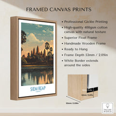 Siem Reap Canvas Print | Cambodia Khmer Poster framed canvas print showcasing Siem Reap's stunning temples and landscapes.