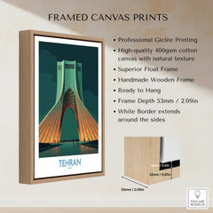 Tehran Iran Canvas Print | Iconic Persian Monument Cityscape Poster showcasing framed artwork with wooden frame
