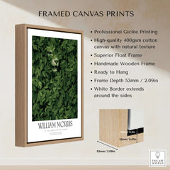 William Morris Prints - In the Depths of the Jungle Foliage Botanical Art Print framed canvas with big cat and green leaves.
