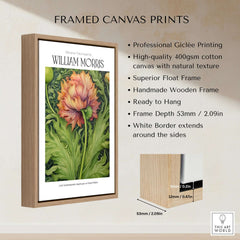 William Morris Prints - Large Floral Bloom Art Print - Botanical Poppy Poster framed canvas print with natural texture.