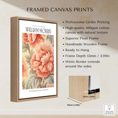 William Morris Prints - Pink Peony Pattern Art Print - Floral Botanical Poster in a framed canvas