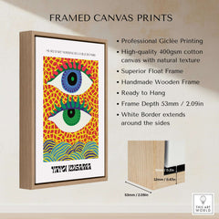 Yayoi Kusama Colorful Eyes Abstract Pattern Contemporary Art Print Paris Poster framed canvas print with vibrant design