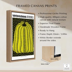 Yayoi Kusama Yellow Black Pumpkin 1991 Hong Kong Art Print Poster Polka Dot Decor framed print showcasing vibrant design.
