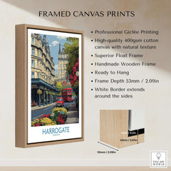 Harrogate Yorkshire Print | Floral Street Scene Poster framed with wooden float frame and professional giclée printing.