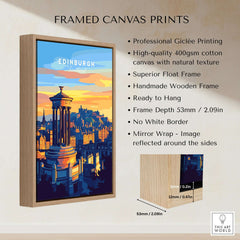 Edinburgh Travel Print framed canvas print showcasing vibrant colors and architectural details of Edinburgh.