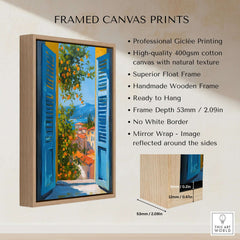 Matisse Open Window Art Print | French Riviera Sea View Poster framed canvas print with vibrant colors and wooden frame