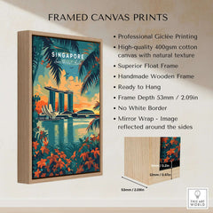 Singapore Wall Art Print - Southeast Asia Travel Poster showcasing Marina Bay Sands framed canvas print.