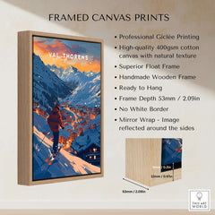 Val Thorens Ski Poster framed print featuring stunning French Alps scenery.