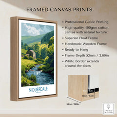 Nidderdale England Riverside Cottage Art Print | Yorkshire Valley Poster with framed canvas display and natural landscape.