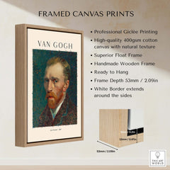 Vincent van Gogh Self Portrait 1887 Post Impressionist Artist Poster Print Wall Art framed with wooden frame