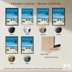 Anna Maria Island Florida beach travel poster in six frame color options: black, white, natural, brown, gold, silver.
