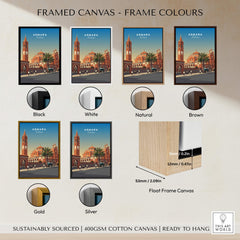 Asmara Travel Poster – Eritrea Cathedral and Bell Tower Art Print framed canvas options and colors