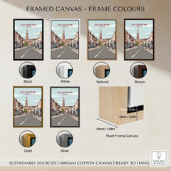Colchester framed canvas wall art in black, white, natural, brown, gold, silver frame options