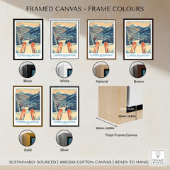 Framed canvas color options for Copper Mountain Colorado Wall Art – Winter Mountain Ski Resort Wall Decor.