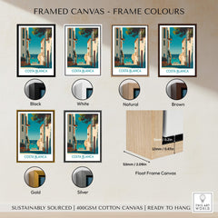 Costa Blanca Spain Wall Art Print - Spanish Village Artwork framed canvas options in various colors.