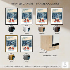 Deer Valley Wall Art framed canvas options including black, white, natural, brown, gold, and silver frames.