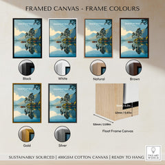 Framed canvas in different colors showcasing Derwentwater Print – Lake District Sunset Poster options.