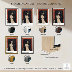 Framed canvas options for Edvard Munch Art Print - Madonna 1895 Color Lithograph Symbolist Poster in various colors.