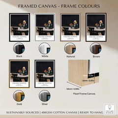 Edward Hopper Automat 1927 Des Moines Art Center Poster Print framed color options including black, white, natural, brown, gold, and silver.