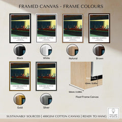 Edward Hopper Nighthawks 1942 Iconic Diner Art Print AIC Poster framed canvas color options display.