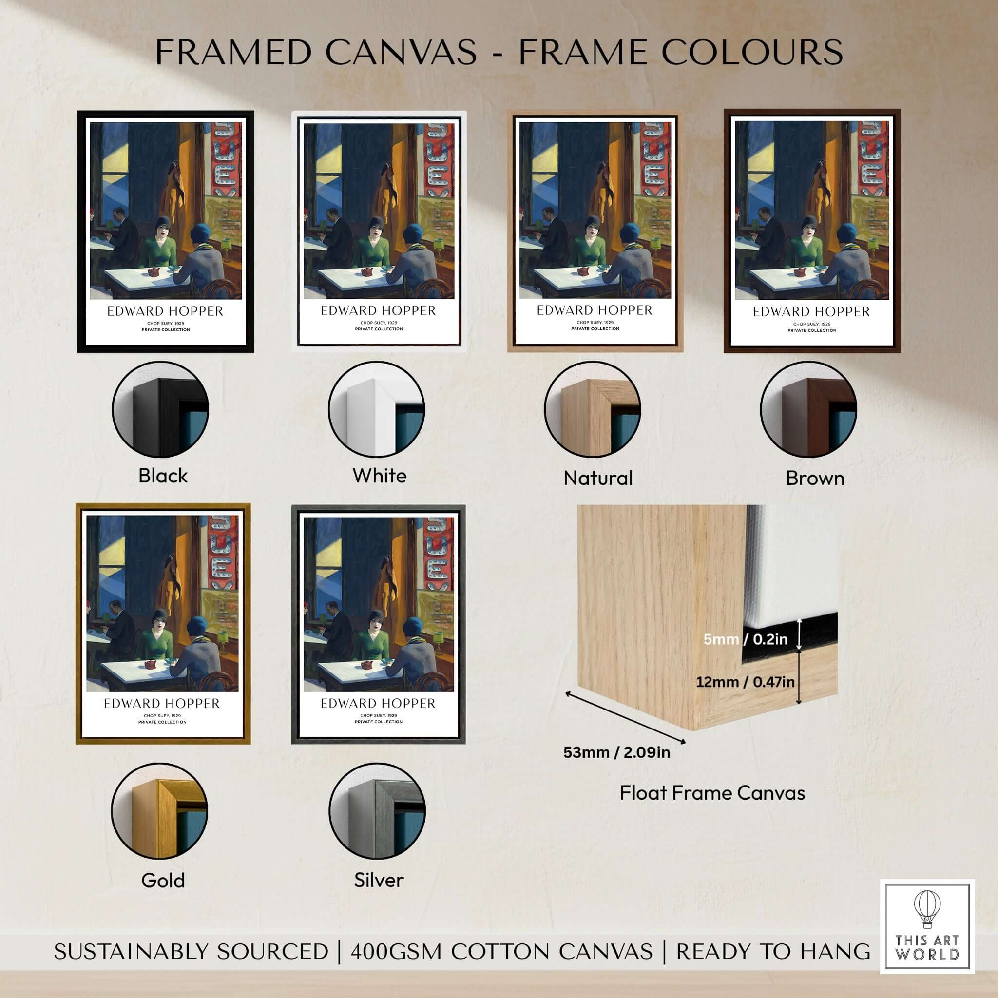 Edward Hopper Chop Suey 1929 Art Print Poster - Urban Restaurant Scene framed canvas colour options