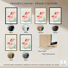 Framed Canvas - Frame Colours options for Exhibition Art Print Ohara Koson Two Veil Goldfish Japanese Fish Poster.