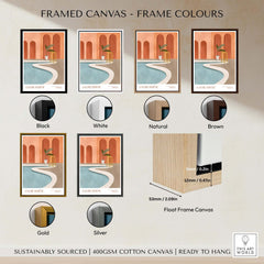 Galerie Bohème Poolside Morocco Architecture Poster Minimalist Wall Art Print framed in various color options.